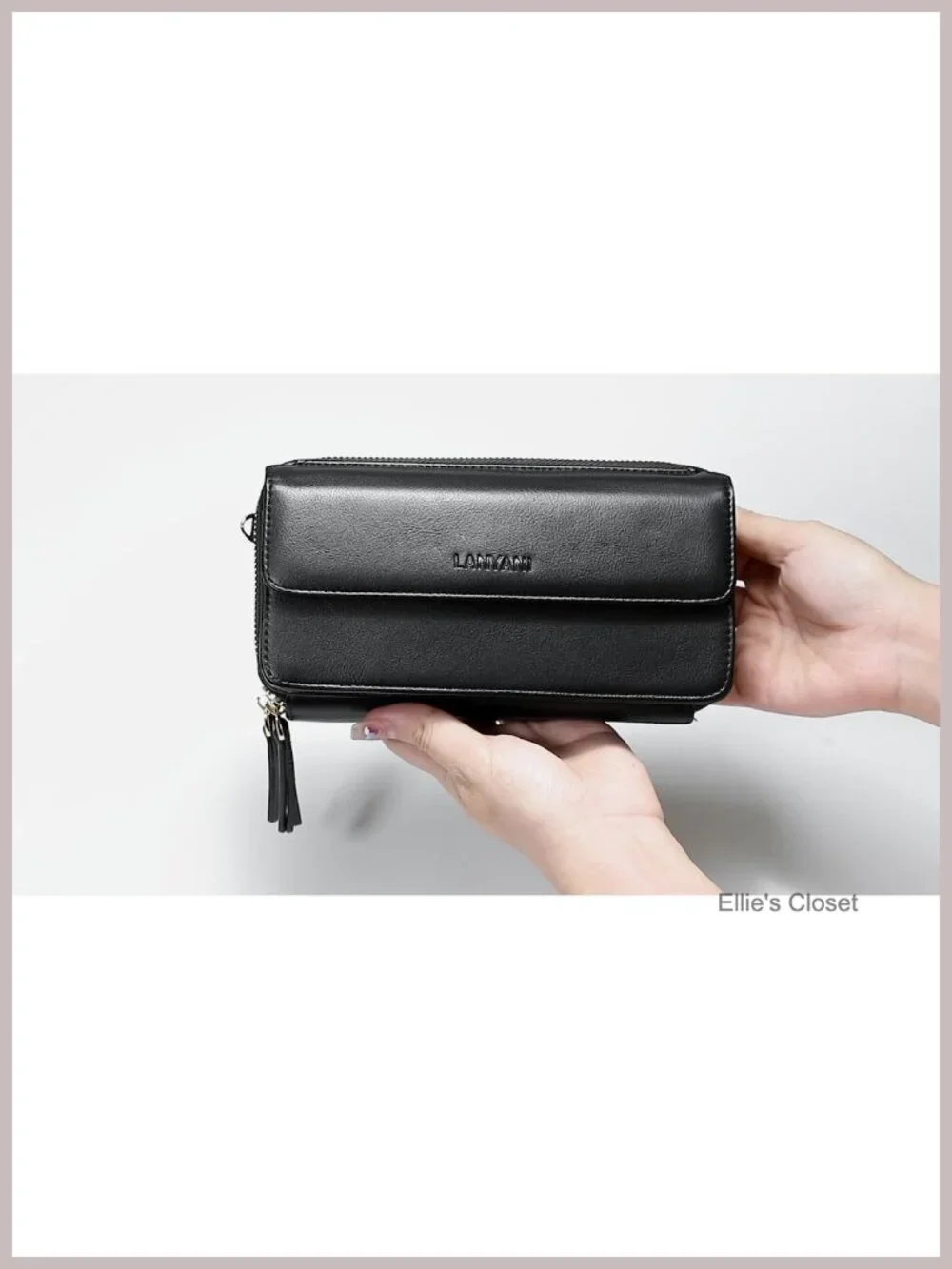 RFID Blocking Vegan Leather Crossbody Wallet Wristlet with Phone Pocket
